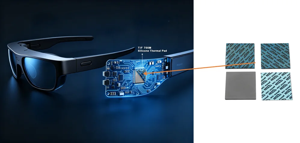 TIF700M high-performance thermal pad applied to the smart-glasses main processor